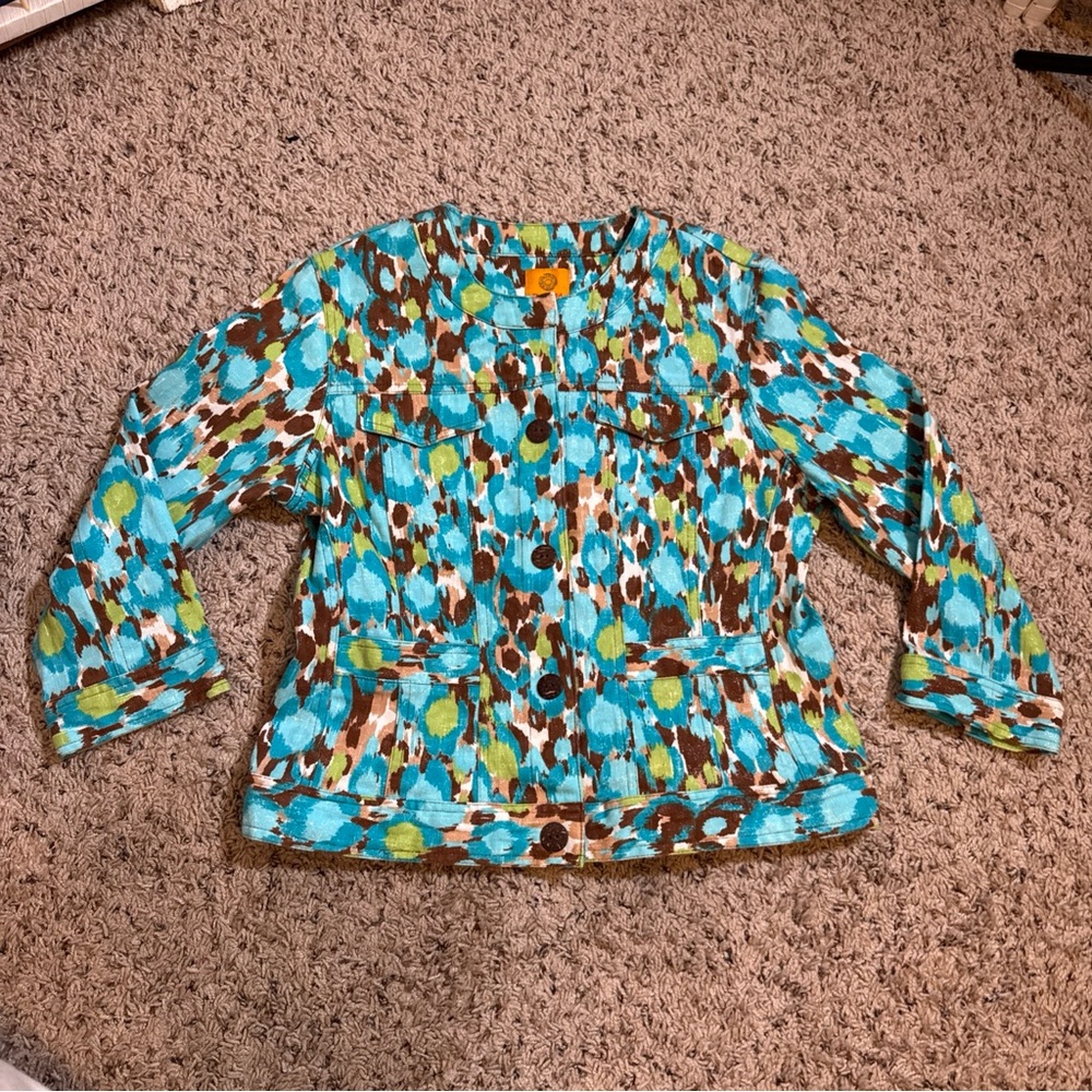 Ruby Rd. Teal And Brown Utility Jacket - image 1